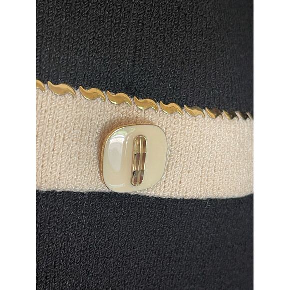 J.S.S knit wear jacket blazer small black cream wool blend button up classic - Picture 3 of 12